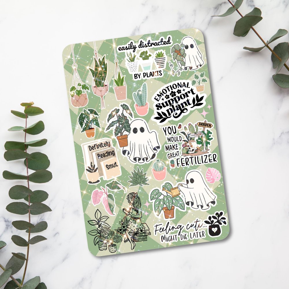 Clear Back Cover Insert for Kindle | Bookish Case Insert for E Reader | Agave Green Cardstock Insert | Booktok Stickers Case Insert | Book and Plant Lover Gifts (Kindle Basic 6")