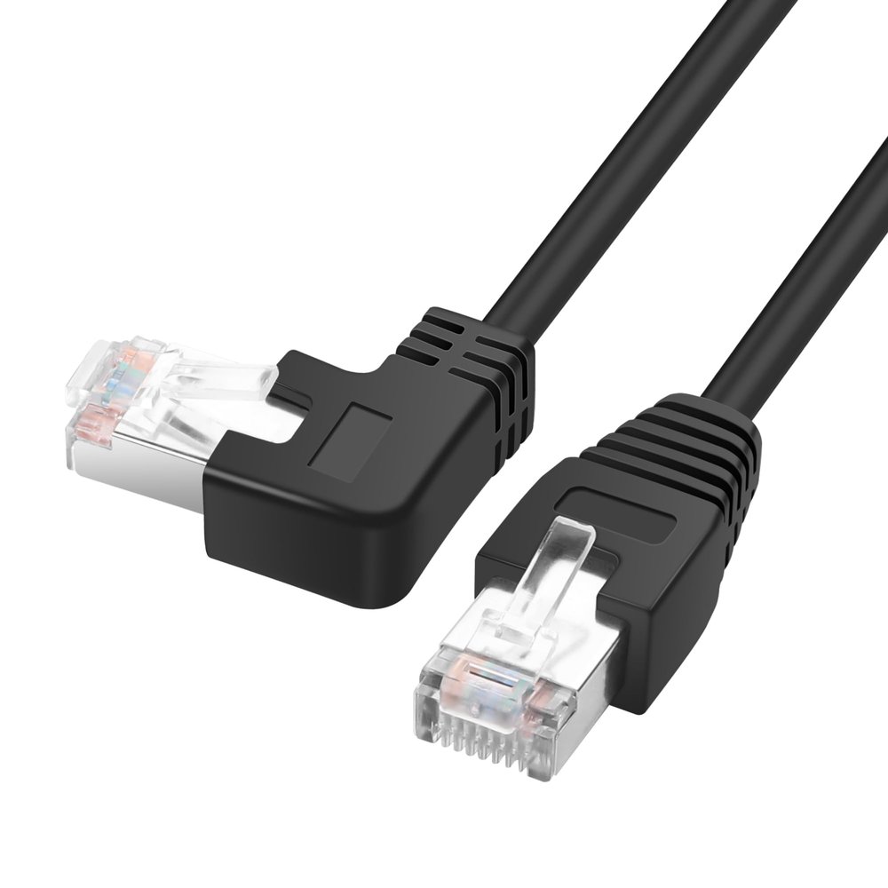 YACSEJAO RJ45 90 Degree Ethernet Cable Cat6 RJ45 Male to Right Angle Network Patch Cords Choose from Multiple Angle Lengths (Right Angle, 0.5M/1.6FT)