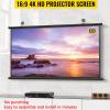 Projector Screen Manual Pull Down, Retractable Video Screen for Home Theater Office, Anti-Crease Home Theater Office Wall Mounted Ceiling Pull Down Projection 1.2 Gain Matte White(60") view 2