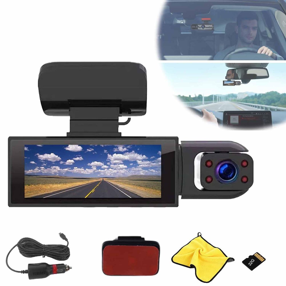 Cardvr Video Dashcam, Dashcam Front and Rear Camera, Camara para Carro Que Grabe 24 Horas, Wireless Hd Night Vision Dash Camera for Cars Front Inside (Before+After, WiFi)