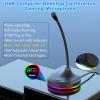 Blapsuro USB Computer Microphone with Mute Button and RGB Lighting,Plug&Play Mic for Conference,Gaming,YouTube,Desktop PC Mic for Mac/Window-Black-M8(3-Port Hub) view 2