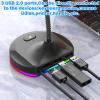 Blapsuro USB Computer Microphone with Mute Button and RGB Lighting,Plug&Play Mic for Conference,Gaming,YouTube,Desktop PC Mic for Mac/Window-Black-M8(3-Port Hub) view 3