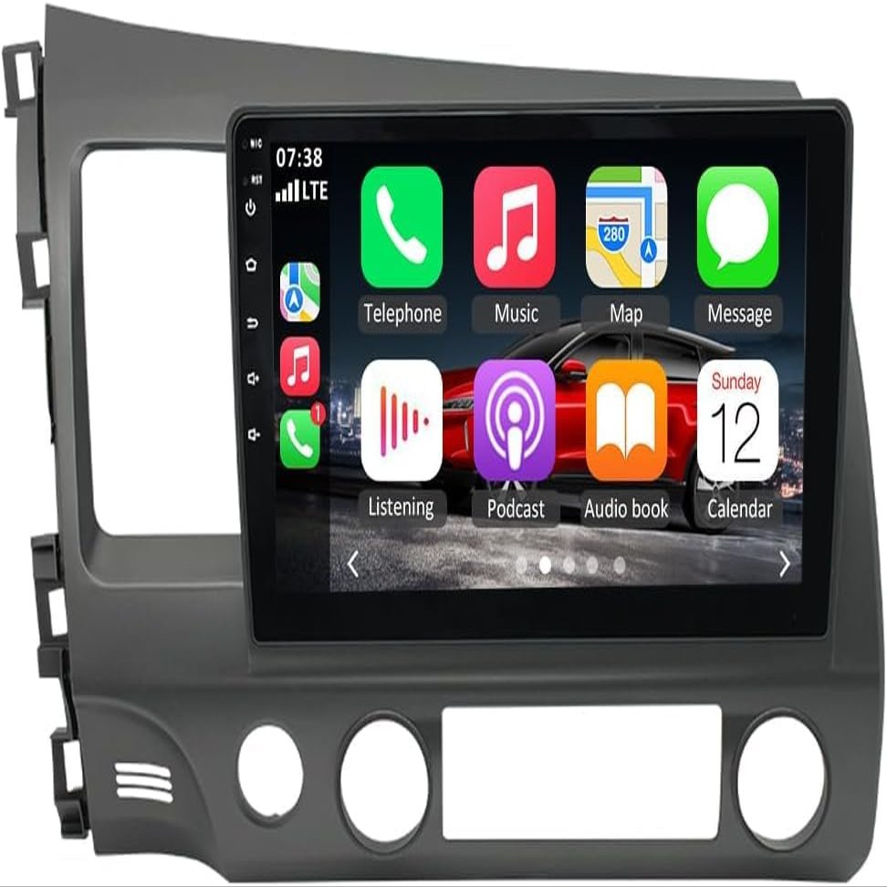 4G+64G Android 13.0 Carplay Car Stereo Radio Compatible for Honda Civic 2006-2011, 4GB (RAM)+64GB (ROM) for CarPlay Wireless Android Auto Backup Camera WiFi GPS Navigation Bluetooth FM