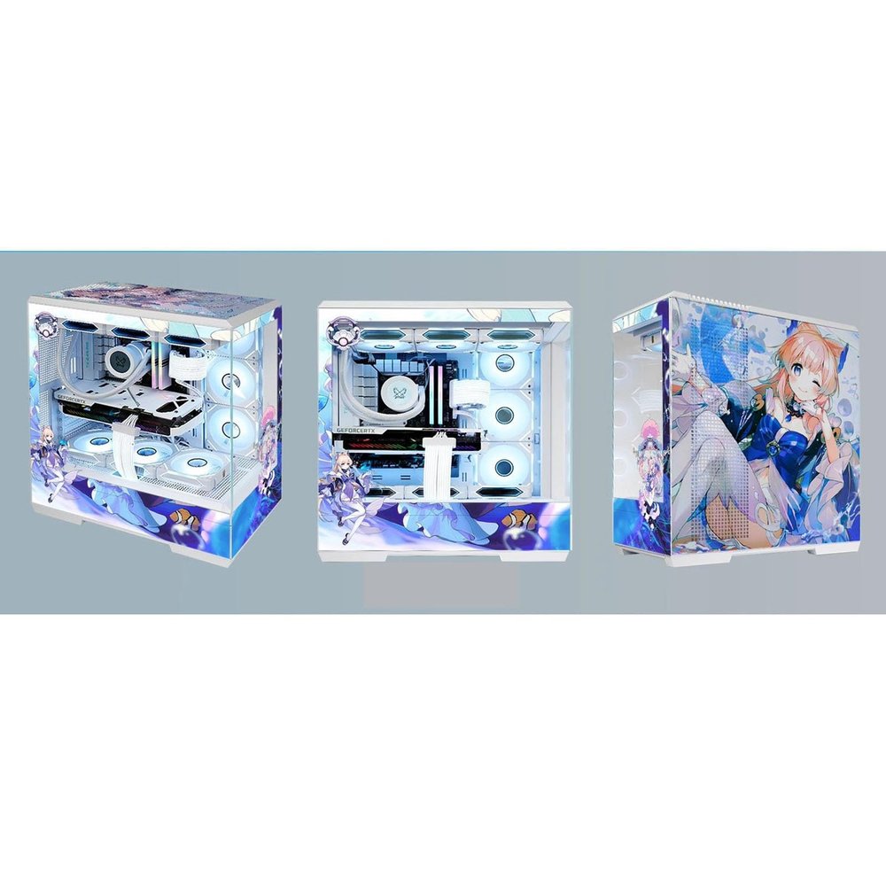 Computer Cases, Mid-Tower PC Gaming Case ATX/M-ATX/ITX - Front I/O TPYE-C Port - Tempered Glass- 10 Fan Installation Position - Water Cooling Installation Ready