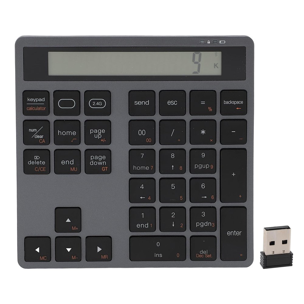 Wisoqu External 34 Keys Keyboard, 5.0 Numeric Keypad with Comfortable Typing Experience, Lightweight and Portable, 10m Working Distance, for OS X, ABS Material, 2 x AAA Batteries