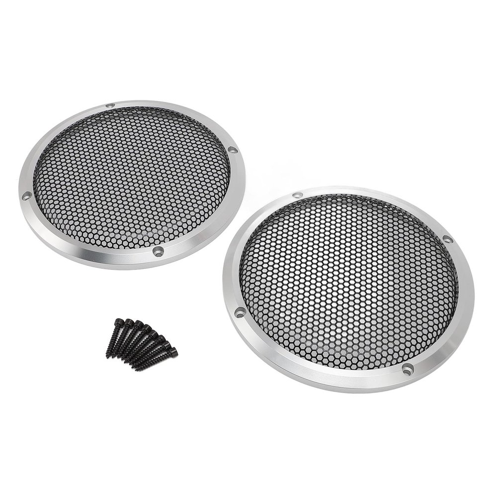 2PCS Car Speaker Grill Cover, 169mm Easy to Install Universal Metal Round Car Speaker Guard for Home Theater Ship Car Speaker Subwoofer Guard Protector (Silver)