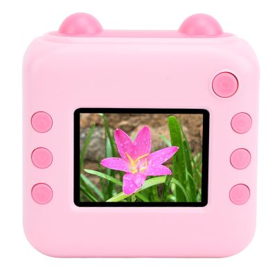 Instant Camera, Instant Print Digital Camera, 48MP 1080P 2.4 Inch Screen Supports Digital Zoom Kids Digital Selfie Camera Toy (Pink)