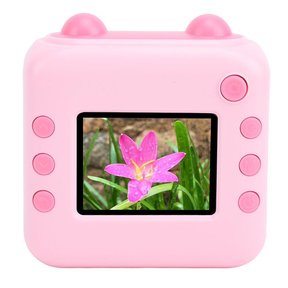 Instant Camera, Instant Print Digital Camera, 48MP 1080P 2.4 Inch Screen Supports Digital Zoom Kids Digital Selfie Camera Toy (Pink)