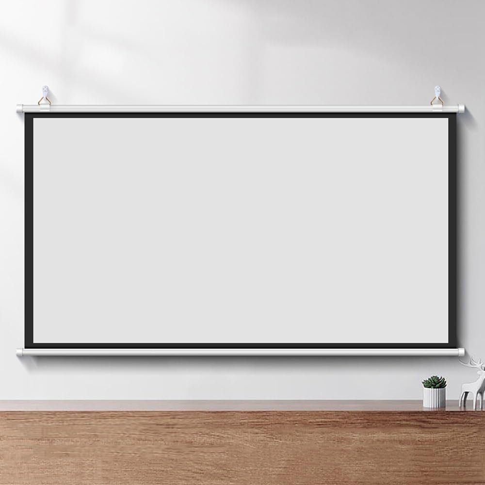 QCSJM Manual Pull Down Projector Screen 30 40 50 60 72 Inch Portable Projection Screen HD 4K 4:3 16:9 Home Theater Movie Screen for Indoor Outdoor, Anti-Crease(30 Inch (4:3))