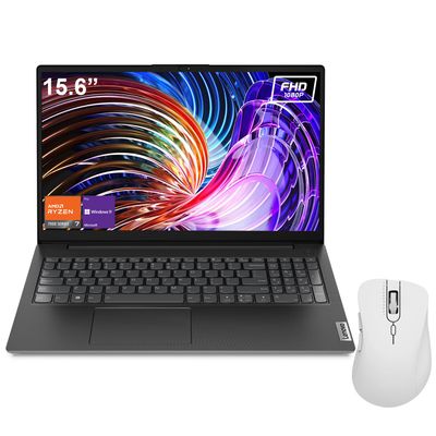 Lenovo V15 Laptop | 15.6" FHD Anti-Glare Display | AMD Ryzen 7 7730U | 16GB RAM | 1TB PCIe SSD | HDMI | Type-C | Webcam | Wi-Fi | THUNDEROBOT Wireless Ergonomic Mouse | Windows 11 Pro | Black