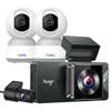 Hugolog 3K 5MP Indoor Pan/Tilt Security Camera 3 Channel Dash Cam 4K+1080P+1080P HD Triple Dashcam with 5G WiFi, 3" IPS Touch Screen, Front and Rear Inside Loop Recording view 1