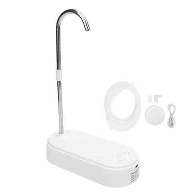 Desktop Water Dispenser with Hose Electric Bottle Drinking Tray for Living Room Kitchen Bedside (White)