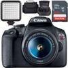 Canon EOS Rebel T7 DSLR Camera w/Canon EF-S 18-55mm f/3.5-5.6 is II Lens + LED Video Light + Camera Case + 64GB Memory (13pc Bundle) (Renewed) view 1