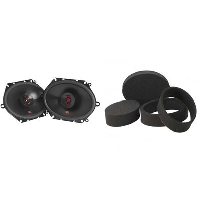 JBL Stage38627AM Stage3 5x7 / 6x8 Custom-Fit Two Way Car Audio Speakers with RKFR5768 Roadkill Fast Rings 5x7 & 6x8