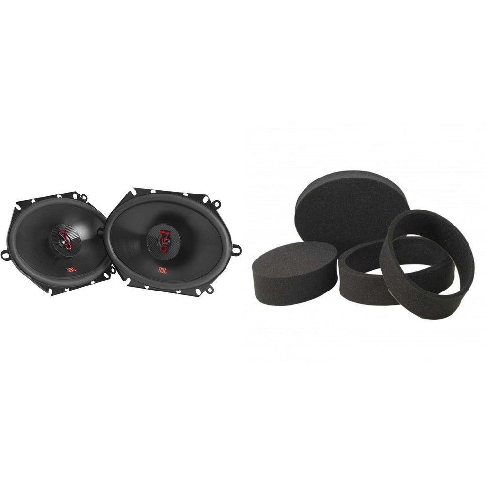 JBL Stage38627AM Stage3 5x7 / 6x8 Custom-Fit Two Way Car Audio Speakers with RKFR5768 Roadkill Fast Rings 5x7 & 6x8