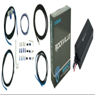 Rockville Bundle: Rockville ATV220 2 Channel UTV/Motorcycle Bluetooth Amplifier IP65 Micro Amp Bundle with Rockville RWK8ATV OFC Copper 8 AWG Gauge Amp Installation Wire Kit (2 Items)