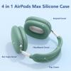 [4 in 1] Silicone Case Cover for AirPods Max USB-C (2024), Anti-Scratch Sweat-Proof Ear Pad Case Cover/Ear Cups Cover/Headband Cover Accessories Silicone Protector for AirPods Max (Pine Green) view 4