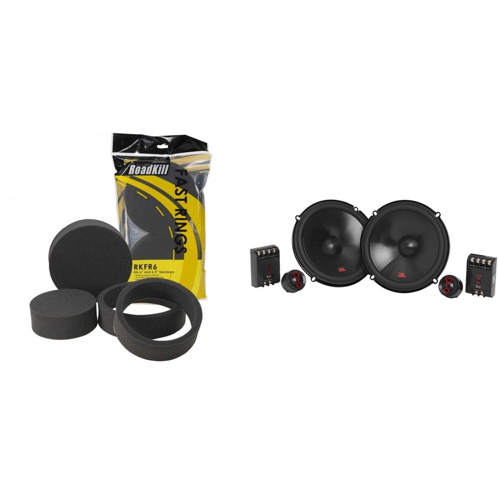 JBL Stage3607CFAM Stage3 6-1/2" Two-Way Car Audio Component System W/Crossovers - No Grills with RKFR6 Fast Rings 6" & 6.5"