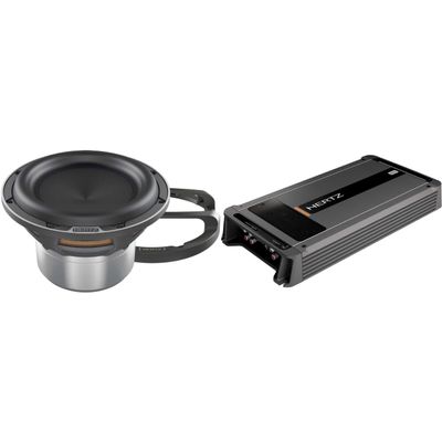 Hertz Mille Legend Series ML-Power-1 D-Class Mono Amplifier with Mille Legend Series ML 2000.3 8" Subwoofer
