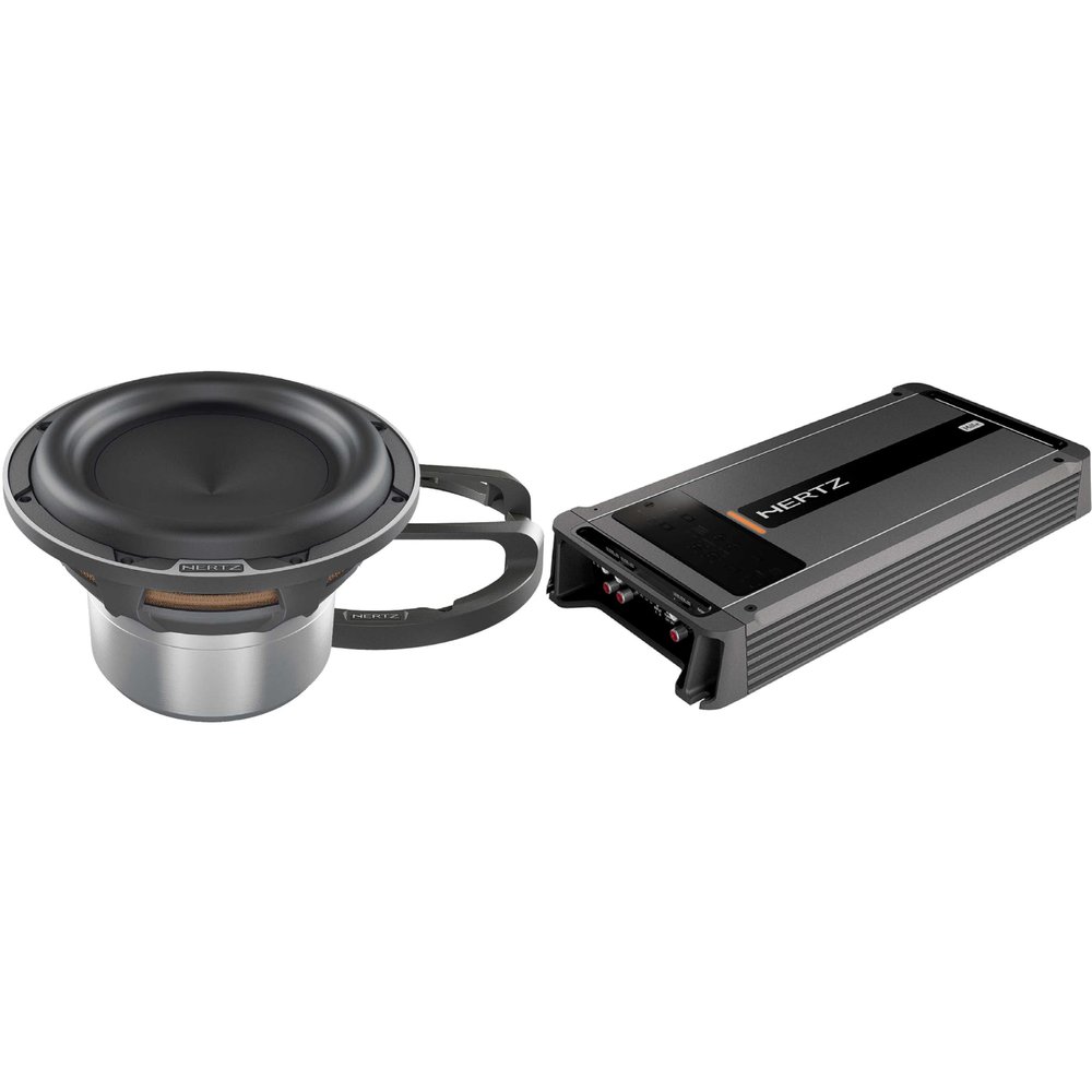 Hertz Mille Legend Series ML-Power-1 D-Class Mono Amplifier with Mille Legend Series ML 2000.3 8" Subwoofer