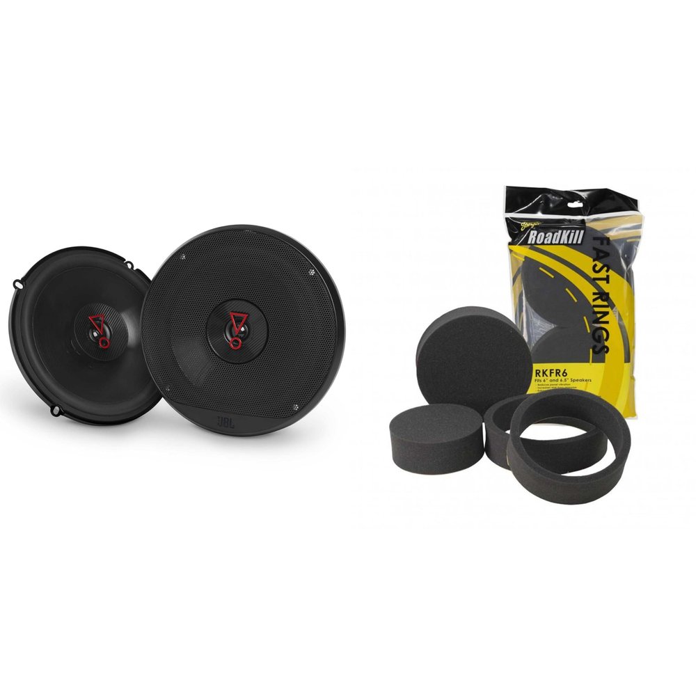 JBL Stage3627AM Stage3 6-1/2" Two-Way Car Audio Speakers - with Grills with RKFR6 Fast Rings 6" & 6.5"