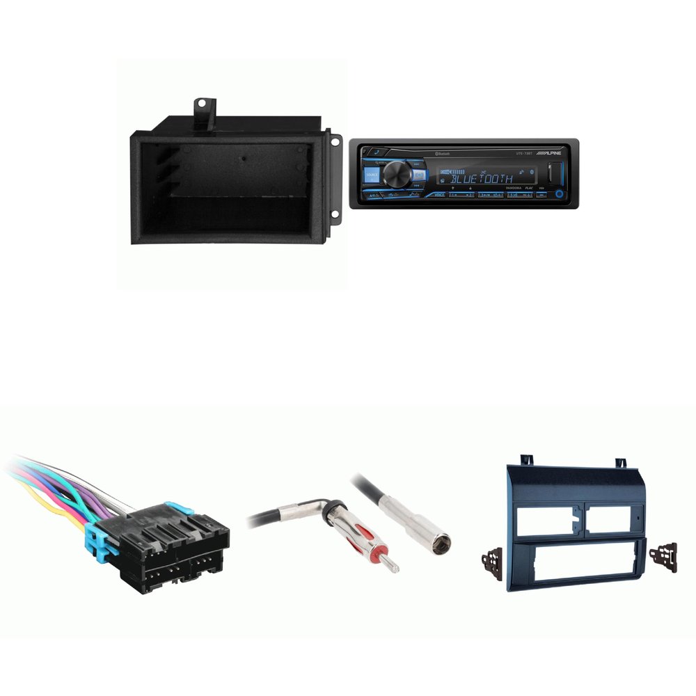 Alpine UTE-73BT Single Din Radio Bundle Blue Dash Includes Radio Pocket Compatible with Chevrolet GMC CK Truck 88-94