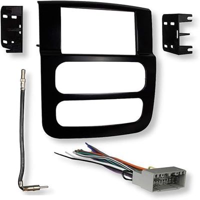 Car Stereo Kit for 2002-2005 Dodge Ram 1500/2500/3500, Double Din, Wire Harness, Antenna Adapter for Non Factory Amplified System
