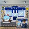 10 x 6.5 ft Police Theme Happy Birthday Party Decoration Backdrop Police Police Booth Car Banner Background Kids Boys Birthday Baby Shower Banner Props Photography Studio Props Decor view 1