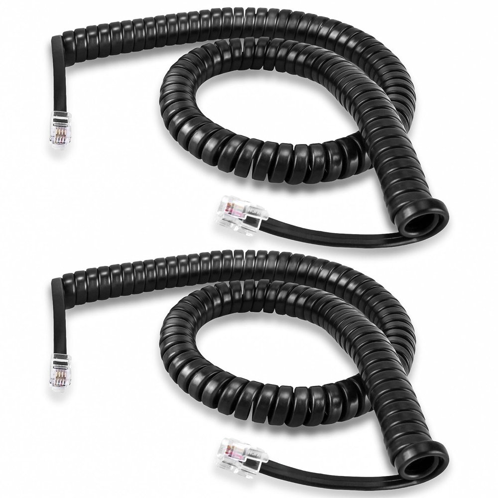 EZYUMM Phone Cord for Landline, 2 Pack Black Handset Telephone Cord, Universal Replacement Cable for Desk & Wall Phones