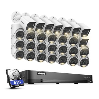 ANNKE 1080P Security Camera System, 32CH 3K Lite 5-in-1 DVR, 20x 2MP Outdoor Wired Turret Cameras & 8X 2MP Bullet Cams with Smart Color Night Vision, Built-in Mic, AI Motion Detection, 6TB Hard Drive