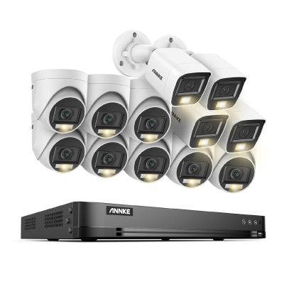 ANNKE 1080P Security Camera System, 32CH 3K Lite 5-in-1 DVR, 8X 2MP Outdoor Wired Turret Cameras & 4X 2MP Bullet Cams with Smart Color Night Vision, Built-in Mic, AI Motion Detection, NO Hard Drive
