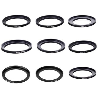 10pcs 37-46 43-52 43-55 43-58 46-52 46-55 46-58 49-55 49-58 49-62mm Metal Step Up Rings Lens Adapter Filter Set(10pcs 43-58mm)