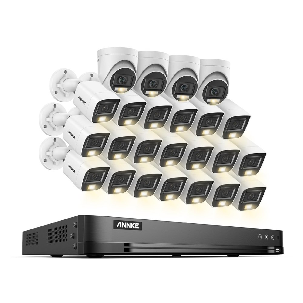 ANNKE 1080P Security Camera System, 32CH 3K Lite 5-in-1 DVR, 4X 2MP Outdoor Wired Turret Cameras & 20x 2MP Bullet Cams with Smart Color Night Vision, Built-in Mic, AI Motion Detection, NO Hard Drive