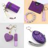 YLSHG Shiny Safety Keychain Set with Personal Alarm, 19 Pcs Keychain Accessories Kit with Whistle Pompom, Gift Set for Women (Purple) view 2
