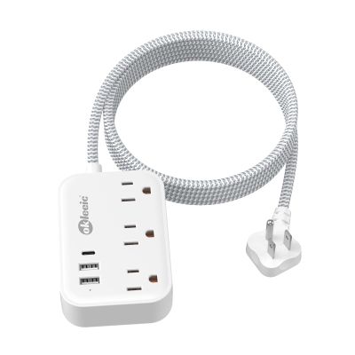 Flat Plug Power Strip with USB Ports, Flat Extension Cord 10 FT with 3 AC Outlets 3 USB Ports, Long Extension Cord Outlet Extender with No Surge Protector for Cruise Ship, Dorm Room Travel Essentials