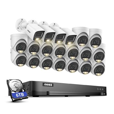 ANNKE 1080P Security Camera System, 32CH 3K Lite 5-in-1 DVR, 16x 2MP Outdoor Wired Turret Cameras & 4X 2MP Bullet Cams with Smart Color Night Vision, Built-in Mic, AI Motion Detection, 6TB Hard Drive