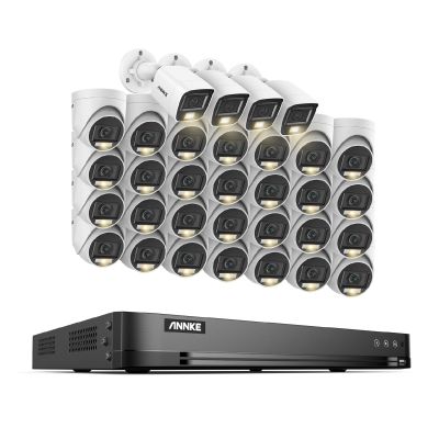 ANNKE 1080P Security Camera System, 32CH 3K Lite 5-in-1 DVR, 28x 2MP Outdoor Wired Turret Cameras & 4X 2MP Bullet Cams with Smart Color Night Vision, Built-in Mic, AI Motion Detection, NO Hard Drive