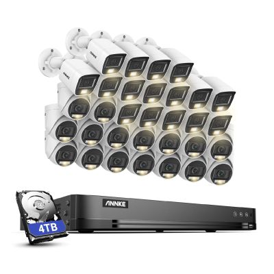 ANNKE 1080P Security Camera System, 32CH 3K Lite 5-IN-1 DVR, 16x 2MP Outdoor Wired Turret Cameras & 16x 2MP Bullet Cams with Smart Color Night Vision, Built-in Mic, AI Motion Detection, 4TB Hard Drive