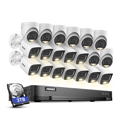 ANNKE 1080P Security Camera System, 32CH 3K Lite 5-in-1 DVR, 8X 2MP Outdoor Wired Turret Cameras & 12x 2MP Bullet Cams with Smart Color Night Vision, Built-in Mic, AI Motion Detection, 3TB Hard Drive