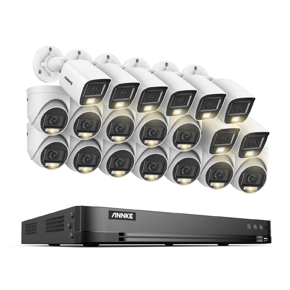 ANNKE 1080P Security Camera System, 32CH 3K Lite 5-in-1 DVR, 12x 2MP Outdoor Wired Turret Cameras & 8X 2MP Bullet Cams with Smart Color Night Vision, Built-in Mic, AI Motion Detection, NO Hard Drive