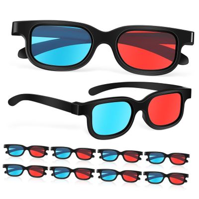 Hemobllo 10pcs Red- Glasses for Movies and Games Compatible with Computer Monitors Tvs and Projectors Lightweight Comfortable Viewing for All