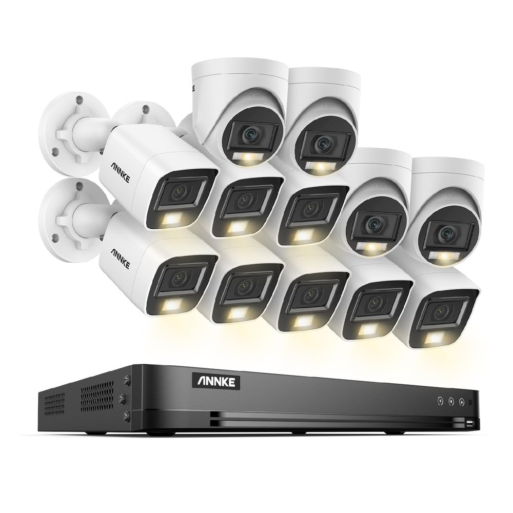 ANNKE 1080P Security Camera System, 32CH 3K Lite 5-in-1 DVR, 4X 2MP Outdoor Wired Turret Cameras & 8X 2MP Bullet Cams with Smart Color Night Vision, Built-in Mic, AI Motion Detection, NO Hard Drive