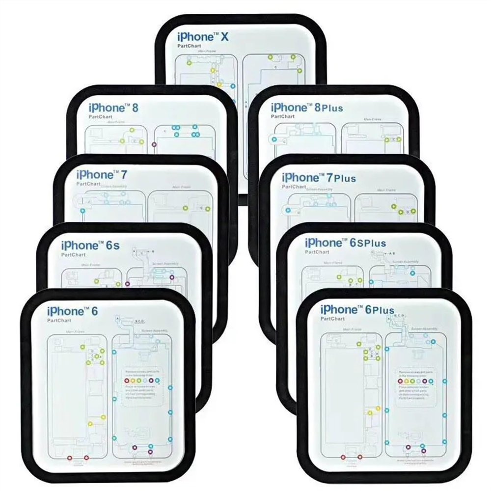 Lmzhu 31-in -1 Part Chart Magnetic Screw Mat Maps Guide Pad Compatible with IPho/ne*6 to 15pro Max Professional Plate Repair Tool