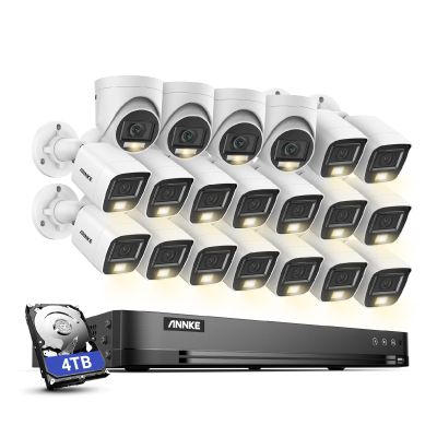 ANNKE 1080P Security Camera System, 32CH 3K Lite 5-in-1 DVR, 4X 2MP Outdoor Wired Turret Cameras & 16x 2MP Bullet Cams with Smart Color Night Vision, Built-in Mic, AI Motion Detection, 4TB Hard Drive