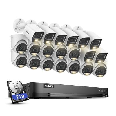ANNKE 1080P Security Camera System, 32CH 3K Lite 5-in-1 DVR, 12x 2MP Outdoor Wired Turret Cameras & 8X 2MP Bullet Cams with Smart Color Night Vision, Built-in Mic, AI Motion Detection, 2TB Hard Drive