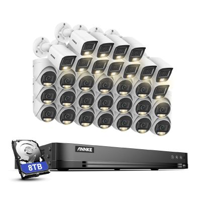 ANNKE 1080P Security Camera System, 32CH 3K Lite 5-IN-1 DVR, 20x 2MP Outdoor Wired Turret Cameras & 12x 2MP Bullet Cams with Smart Color Night Vision, Built-in Mic, AI Motion Detection, 8TB Hard Drive