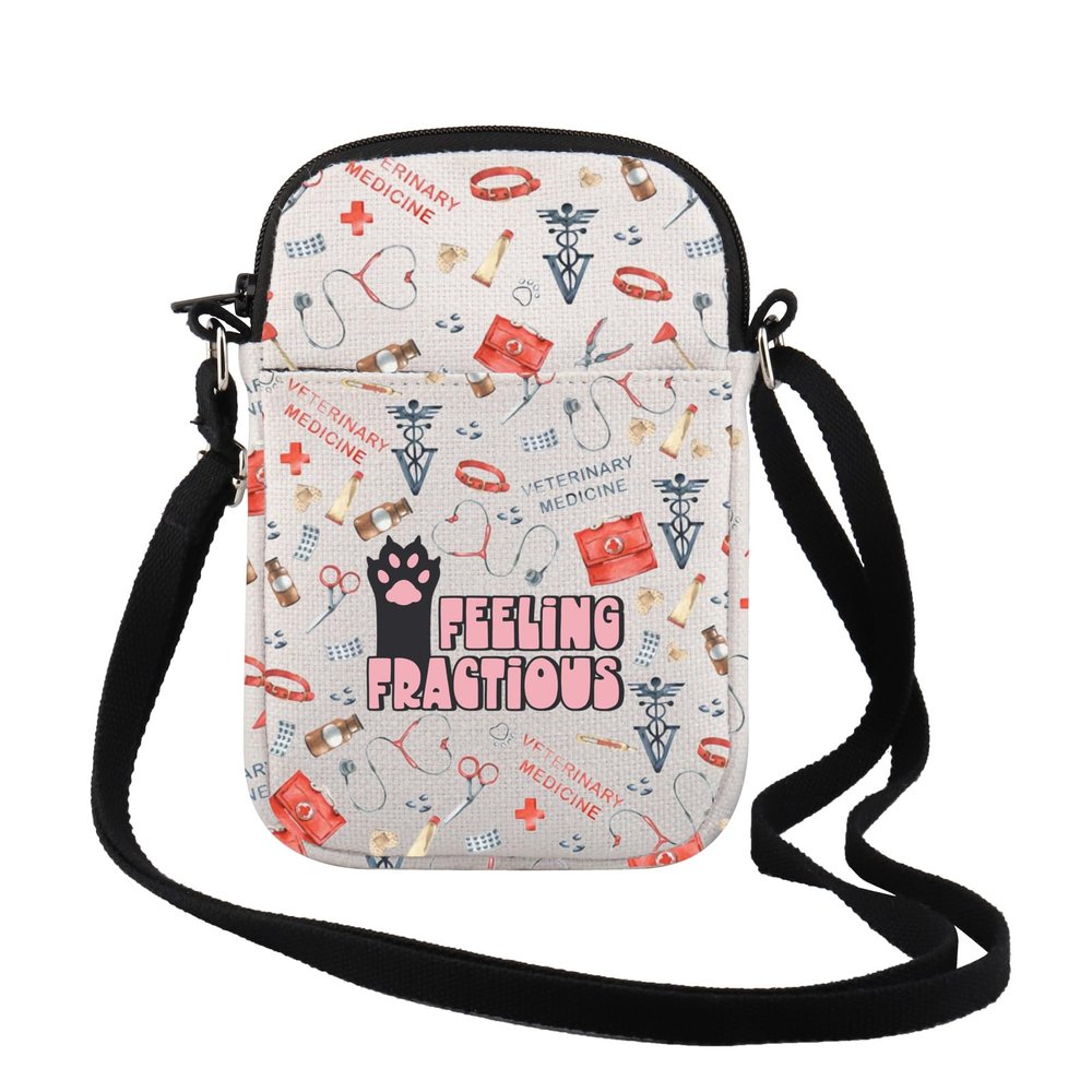 TSOTMO Vet Tech Gift Feeling Fractious Crossbody Bag Veterinary Medicine Gift Veterinary Gift for Women (Feeling Cr)