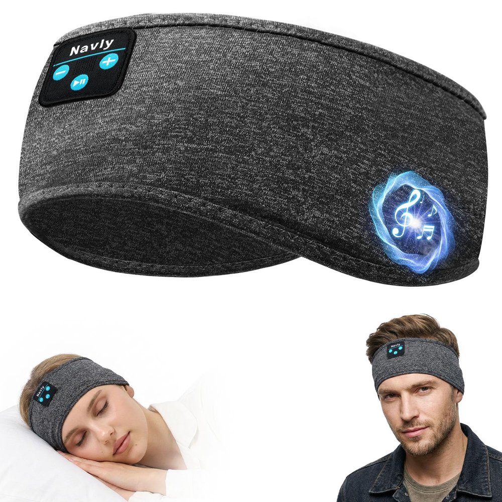 Navly Sleep Headphones, 10Hrs Sports Headband with Soft Cozy Earbuds Comfortable, Headphones Headband with Ultra-Thin HD Stereo Speakers Perfect for Workout,Running,Yoga,Travel