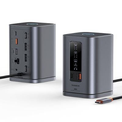 Baseus Docking Station, Spacemate(Windows) Triple Display 11 in 1, 4K@60Hz HDMI&DP, 10Gbps USB A/C Ports, Gigabit Ethernet, 3.5mm Audio, 100W PD, Laptop Docking Station for Dell/HP/Lenovo/Asus/Acer