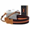 Padwa Lifestyle Brown Yellow Striped Camera Strap - 1.5" Double Crazy Horse Cowhide Head Cotton Camera Straps,Adjustable Neck Shoulder Universal Woven Straps for DSLR Cameras and Photographers Gift view 1